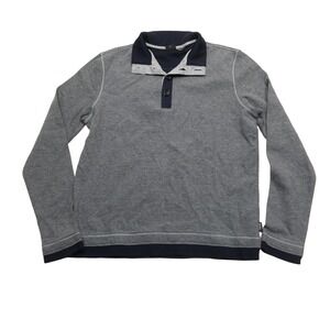 BOSS Hugo Boss Polo Shirt Mens Large Gray Long Sleeve Regular Fit Cotton Jersey